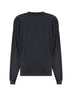 Black cotton batwing-sleeves sweatshirt