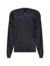 Black cotton batwing-sleeves sweatshirt