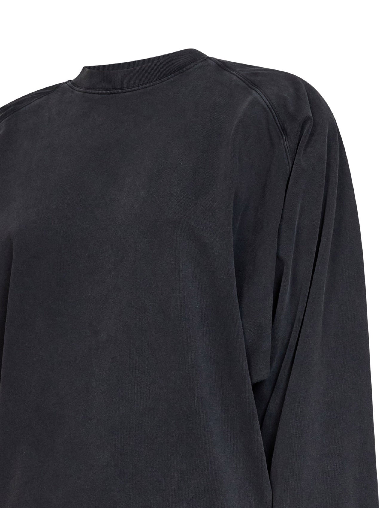 Black cotton batwing-sleeves sweatshirt