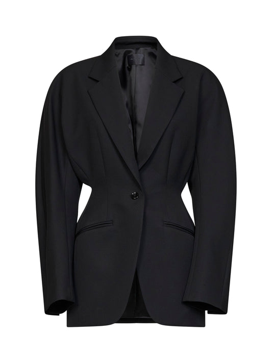 Blazer decostruito in lana vergine leggera nera