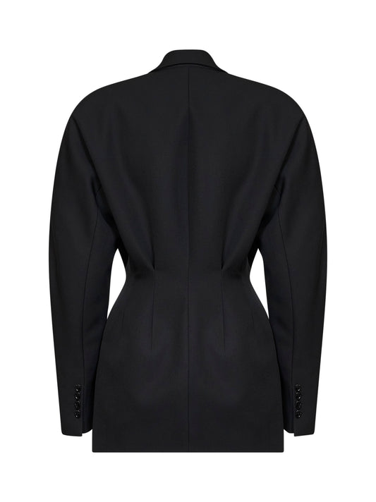 Blazer decostruito in lana vergine leggera nera