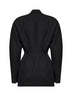 Black lightweight virgin wool deconstructed cinched blazer