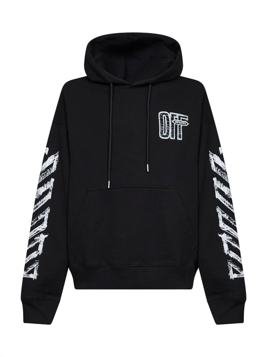 Felpa con zip e cappuccio Motion Arrow Skate in cotone nero