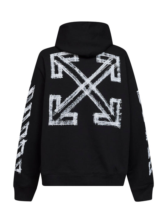 Felpa con zip e cappuccio Motion Arrow Skate in cotone nero