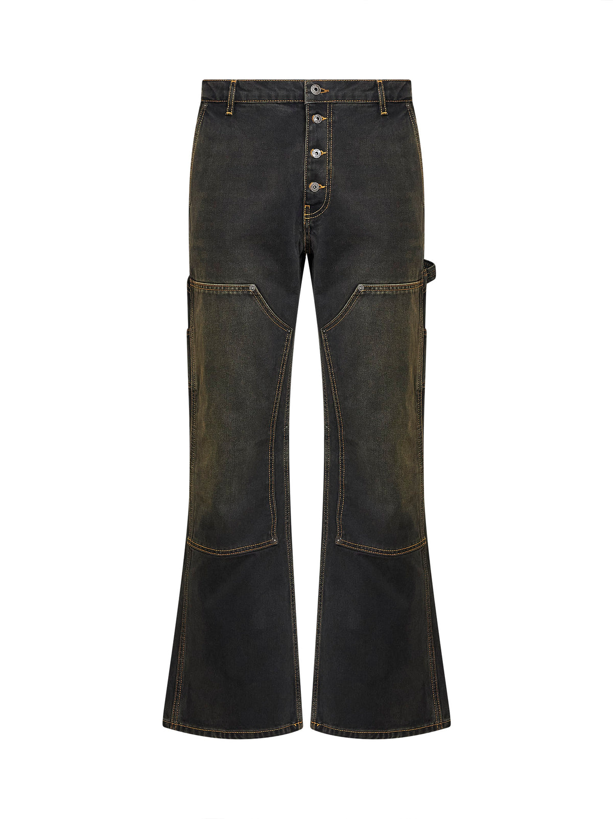 Black denim Half Arrow Ripped flared jeans