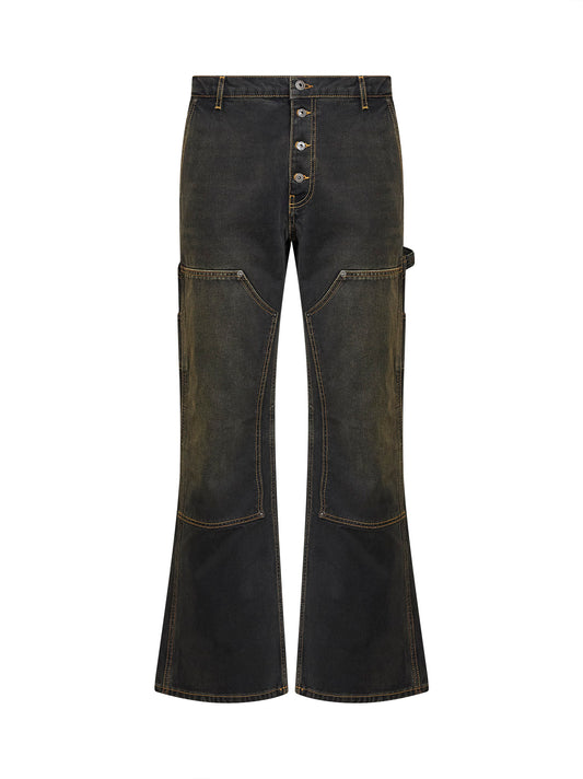 Black denim Half Arrow Ripped flared jeans