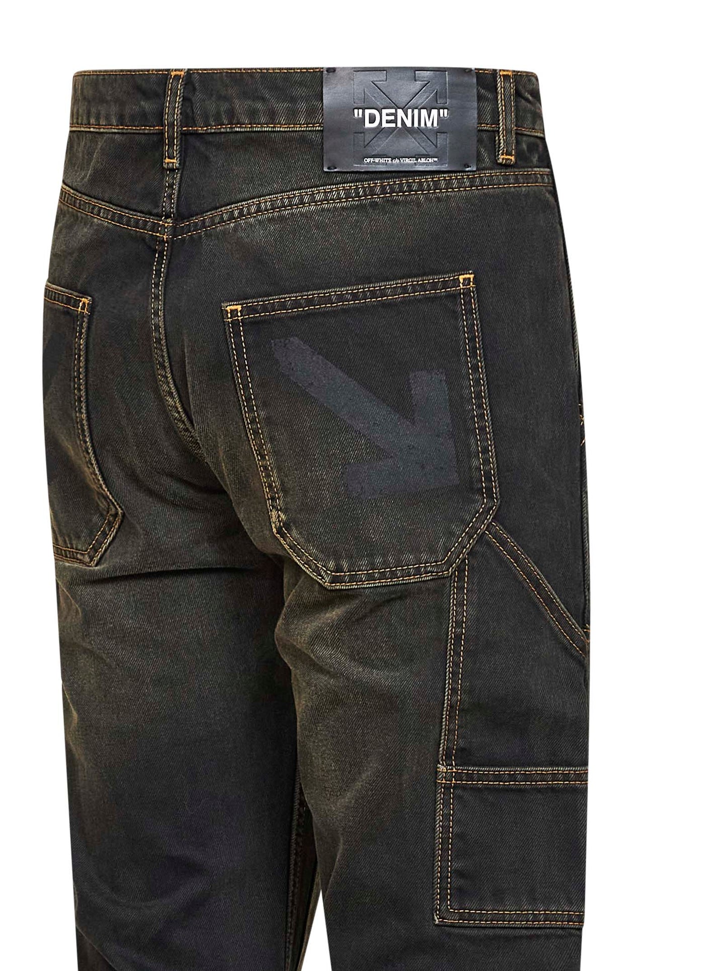 Black denim Half Arrow Ripped flared jeans