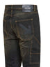 Black denim Half Arrow Ripped flared jeans