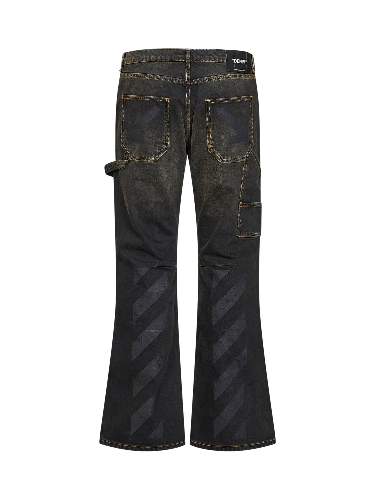Black denim Half Arrow Ripped flared jeans
