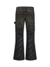 Black denim Half Arrow Ripped flared jeans