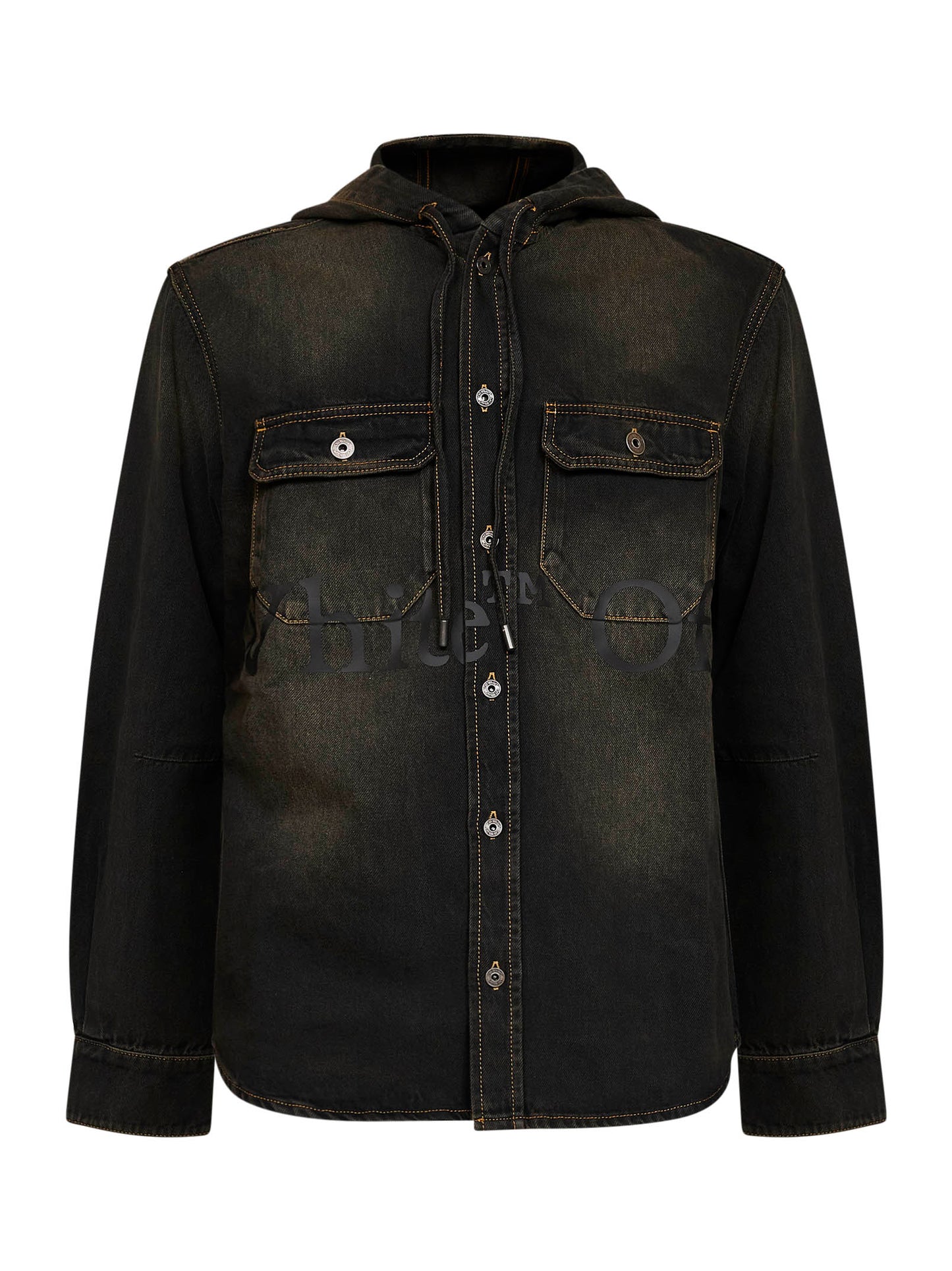 Giacca in denim con cappuccio Bookish nera<BR/>