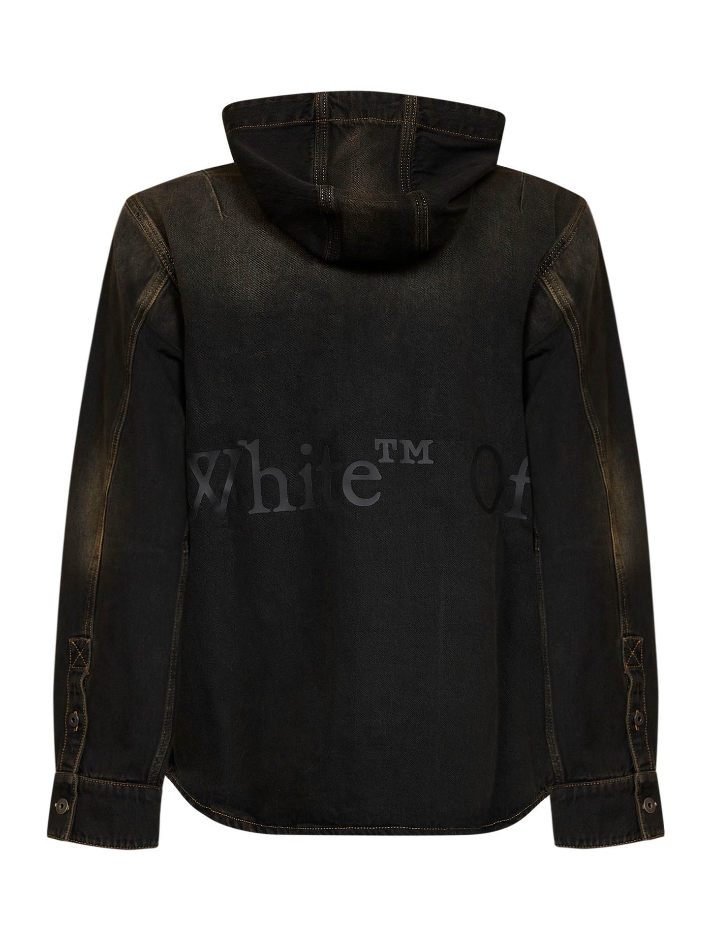 Giacca in denim con cappuccio Bookish nera<BR/>