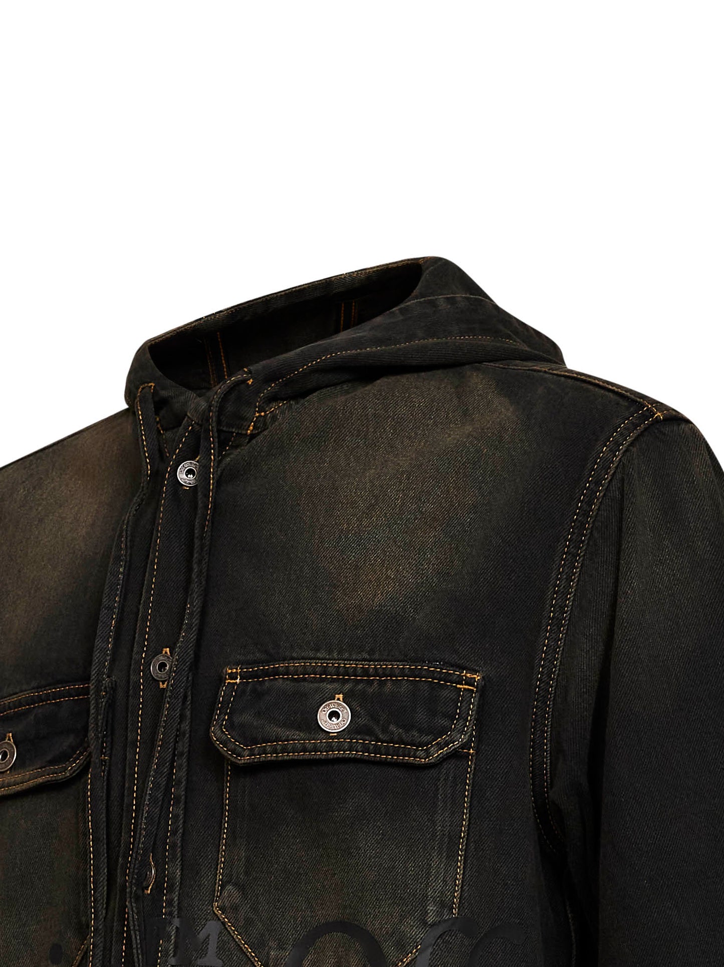 Giacca in denim con cappuccio Bookish nera<BR/>