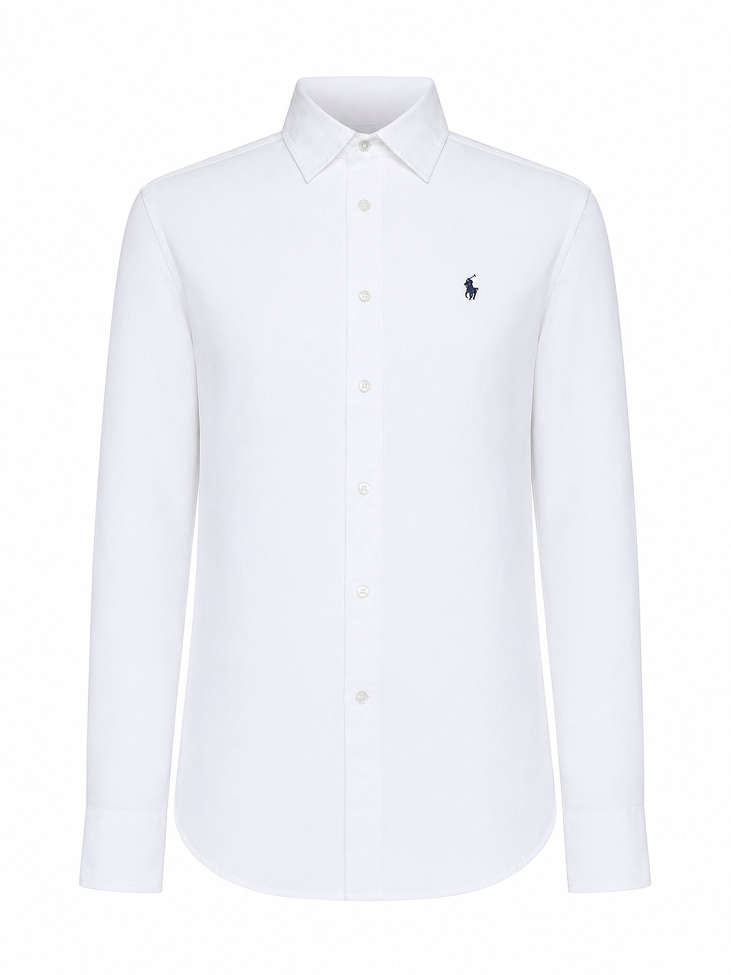 Camicia Slim-Fit in cotone bianco con ricamo Pony