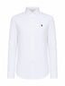 Camicia Slim-Fit in cotone bianco con ricamo Pony