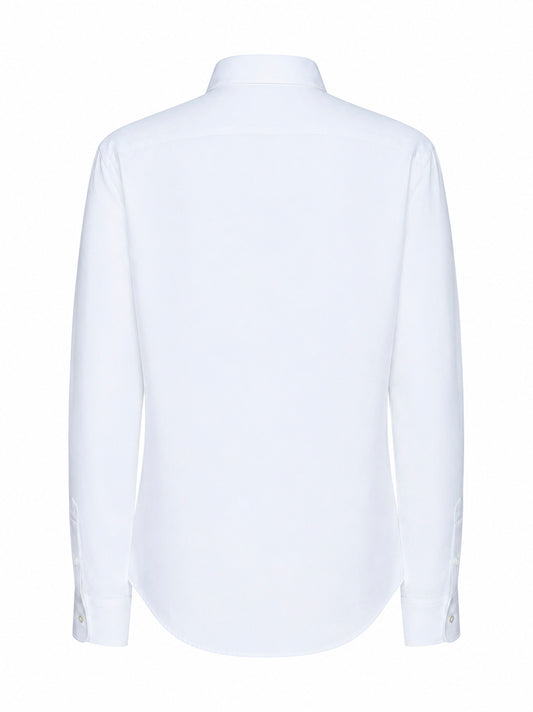 Camicia Slim-Fit in cotone bianco con ricamo Pony