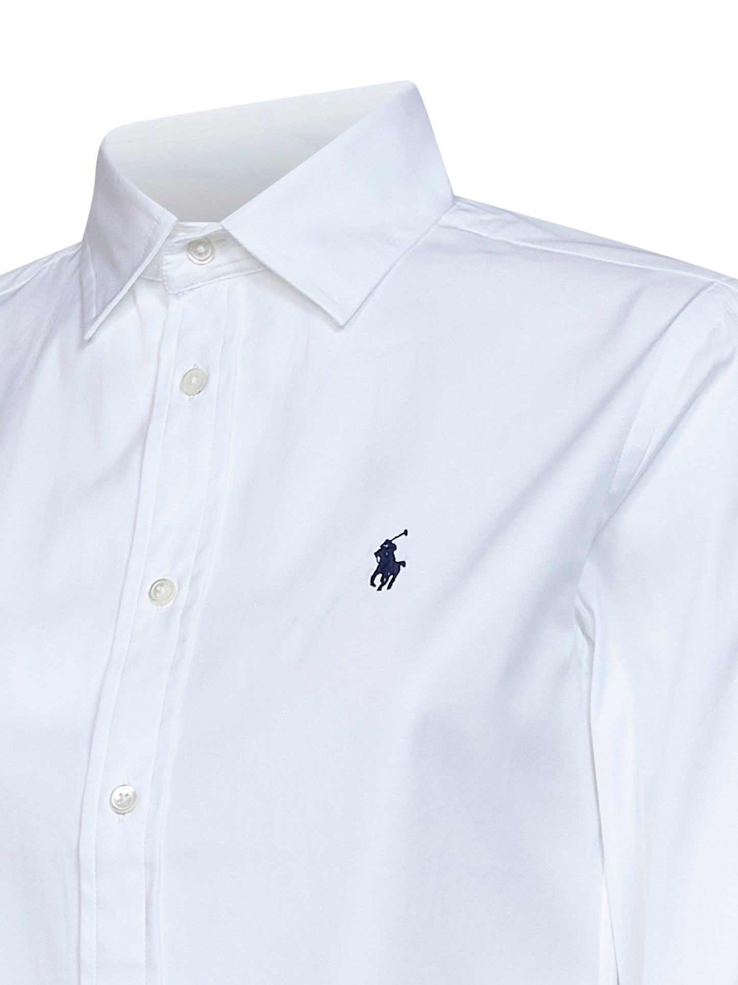 Camicia Slim-Fit in cotone bianco con ricamo Pony