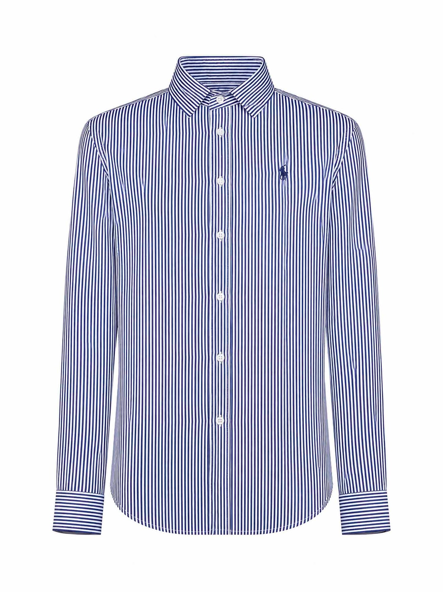 Camicia Slim-Fit in cotone a righe blu e bianco