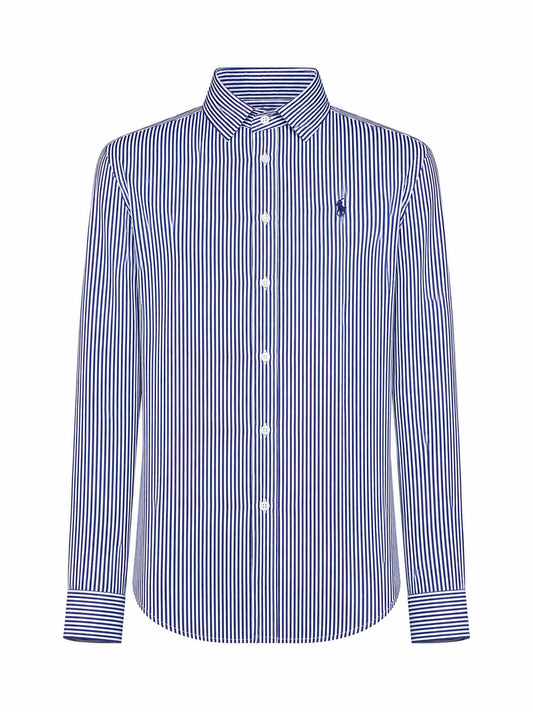Blue and white striped cotton Slim-Fit shirt