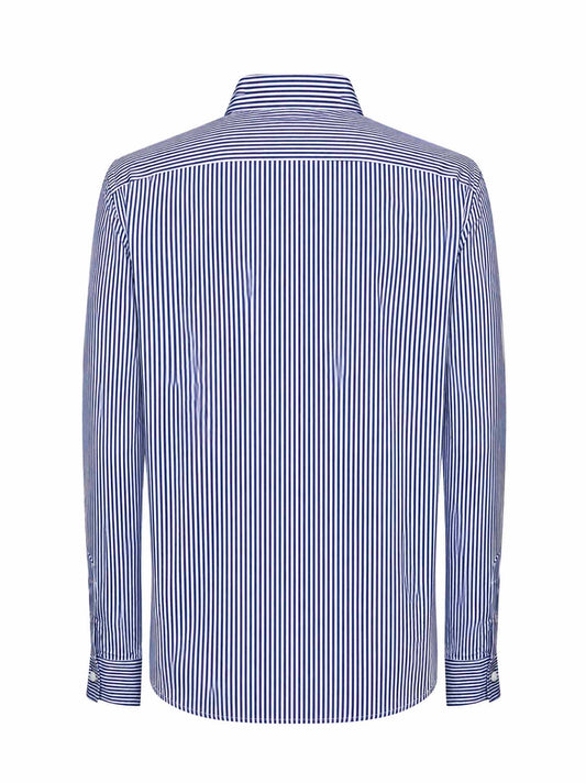 Blue and white striped cotton Slim-Fit shirt