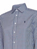 Camicia Slim-Fit in cotone a righe blu e bianco
