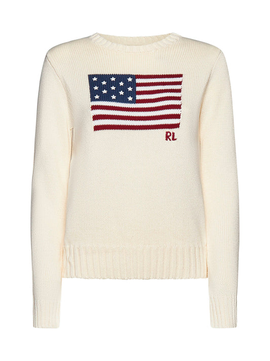 Cotton Sweater with Flag