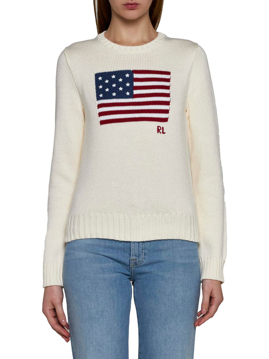Cotton Sweater with Flag