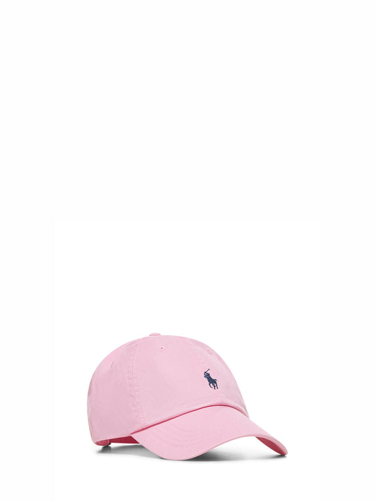Berretto in chino rosa con ricamo