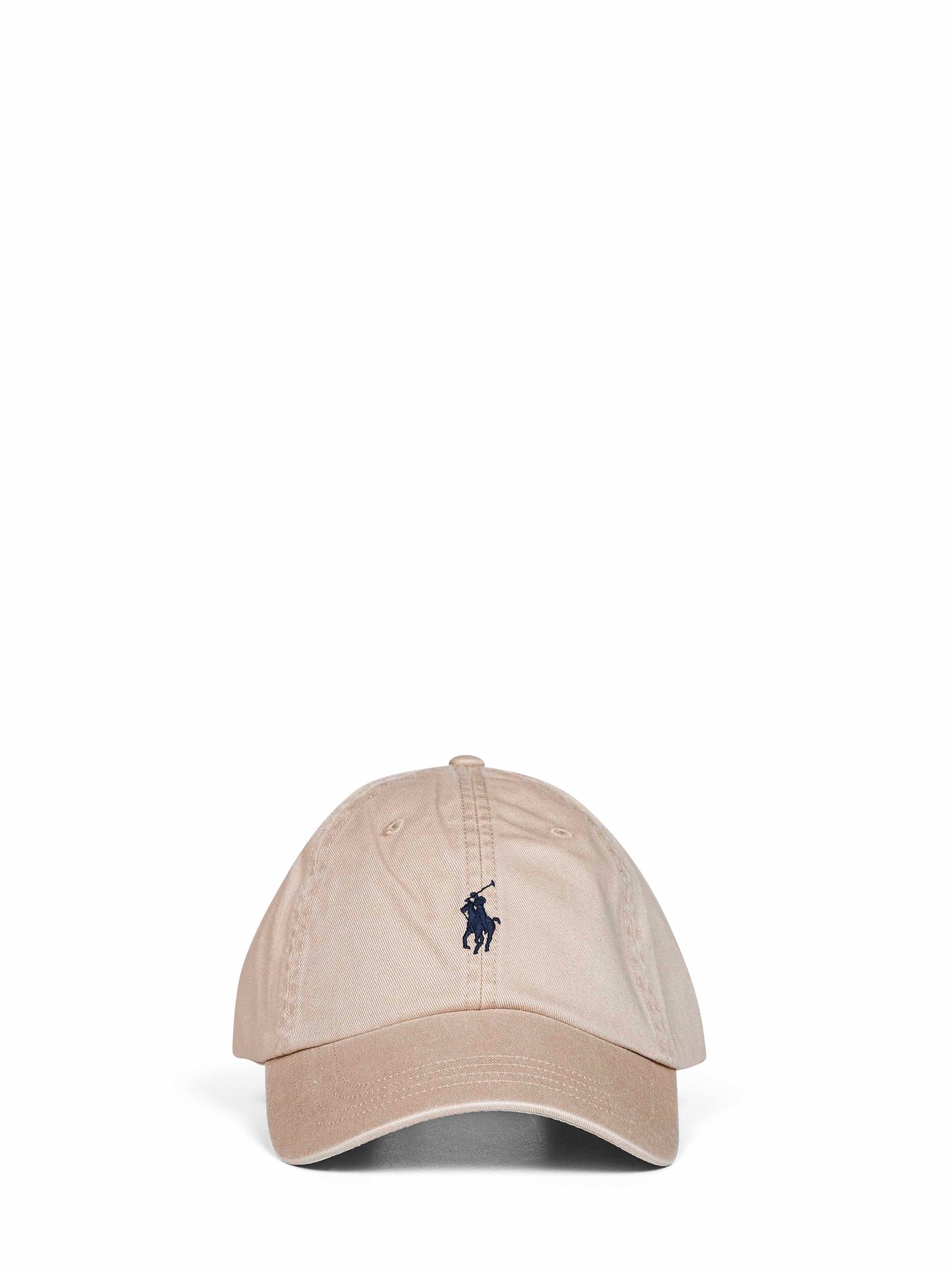 Berretto in chino di cotone beige con ricamo Pony<BR/>