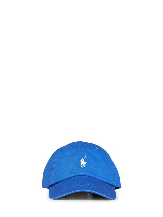 Berretto in chino di cotone blu con ricamo Pony