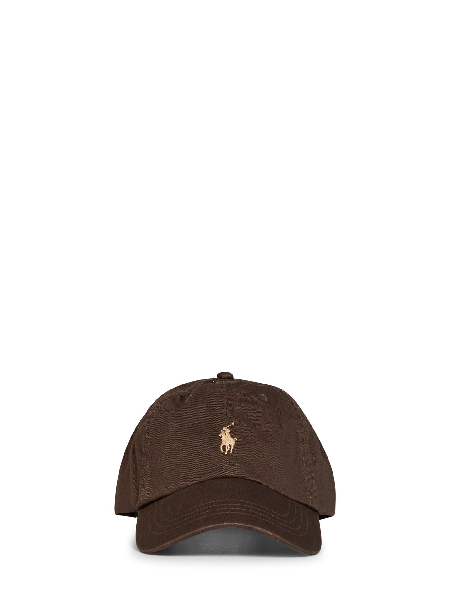 Berretto in chino di cotone marrone con ricamo Pony