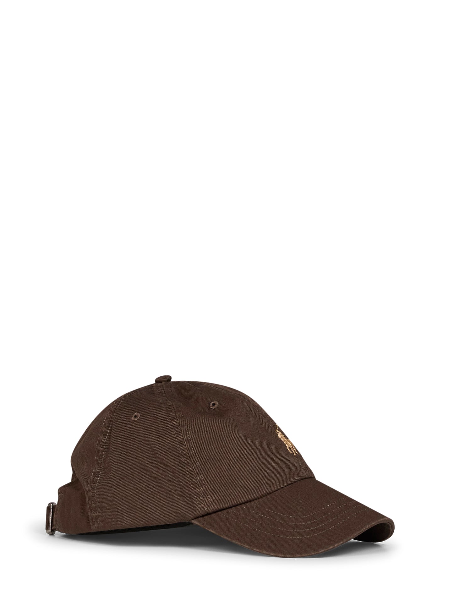 Berretto in chino di cotone marrone con ricamo Pony