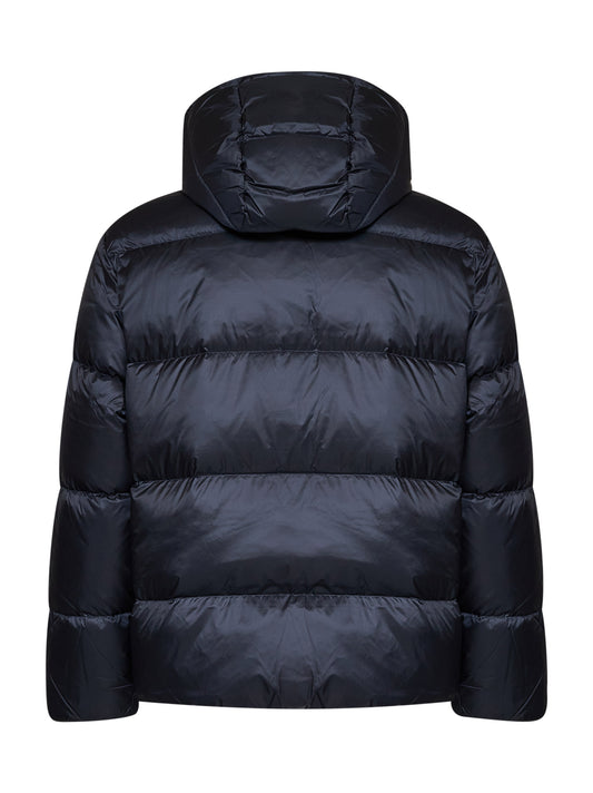 Navy blue padded hooded jacket