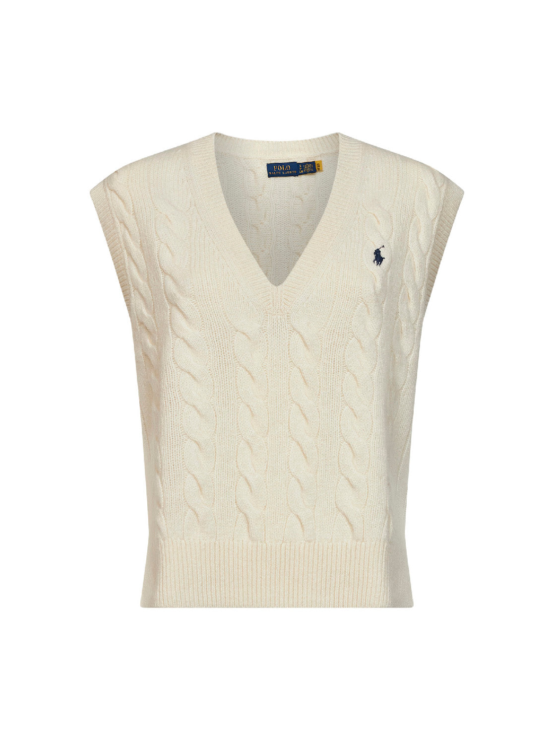 Cream wool and cashmere cable-knit vest