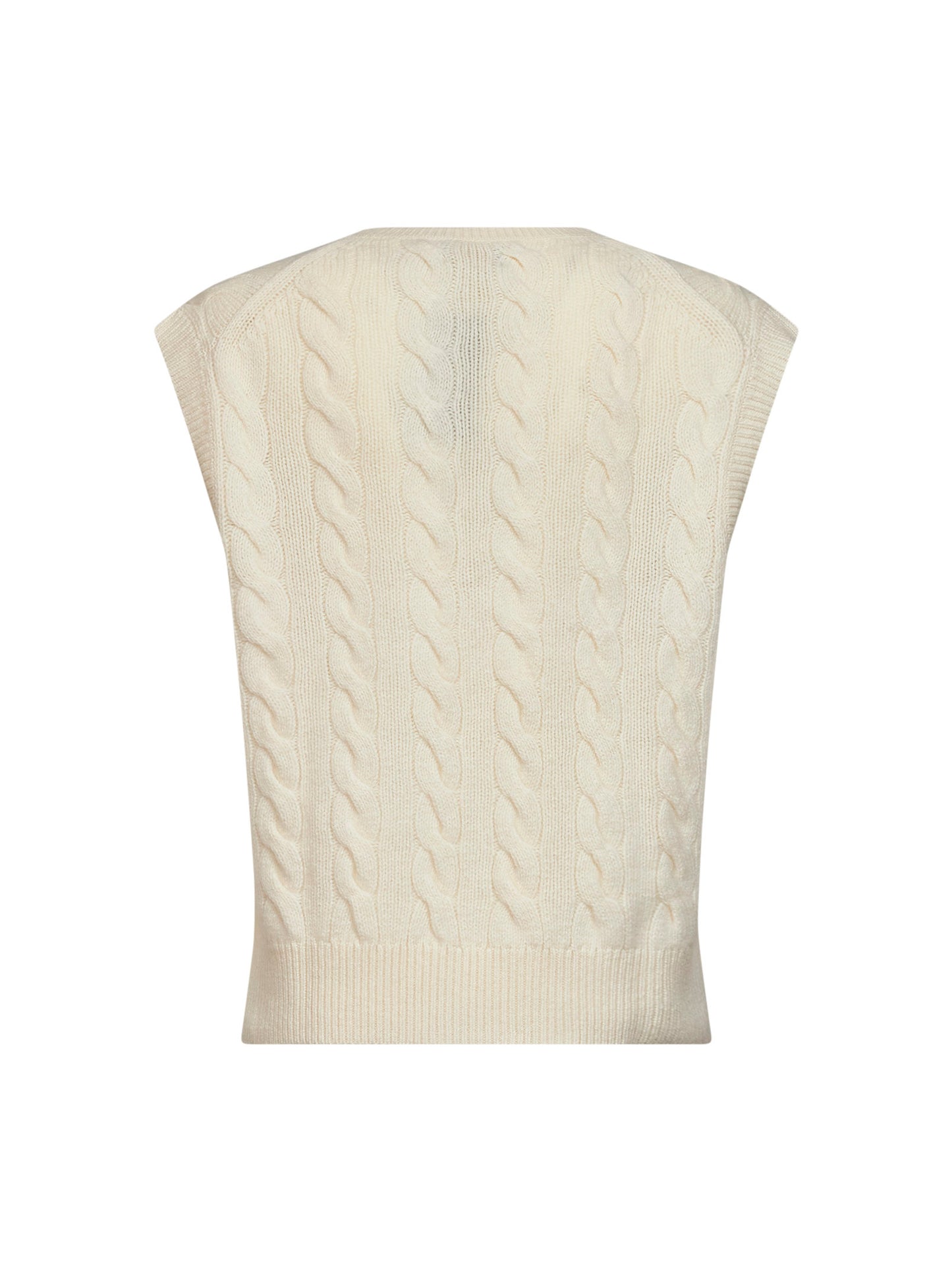 Cream wool and cashmere cable-knit vest