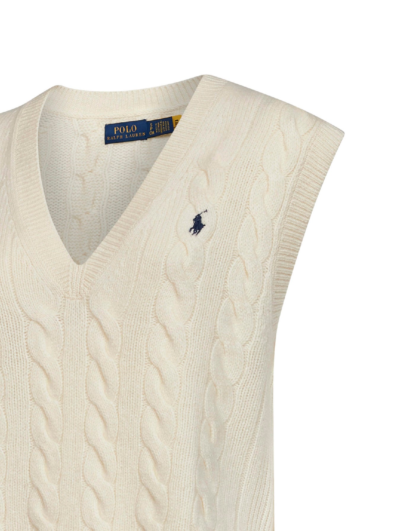 Cream wool and cashmere cable-knit vest