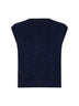 Navy blue wool and cashmere cable-knit vest<BR/>
