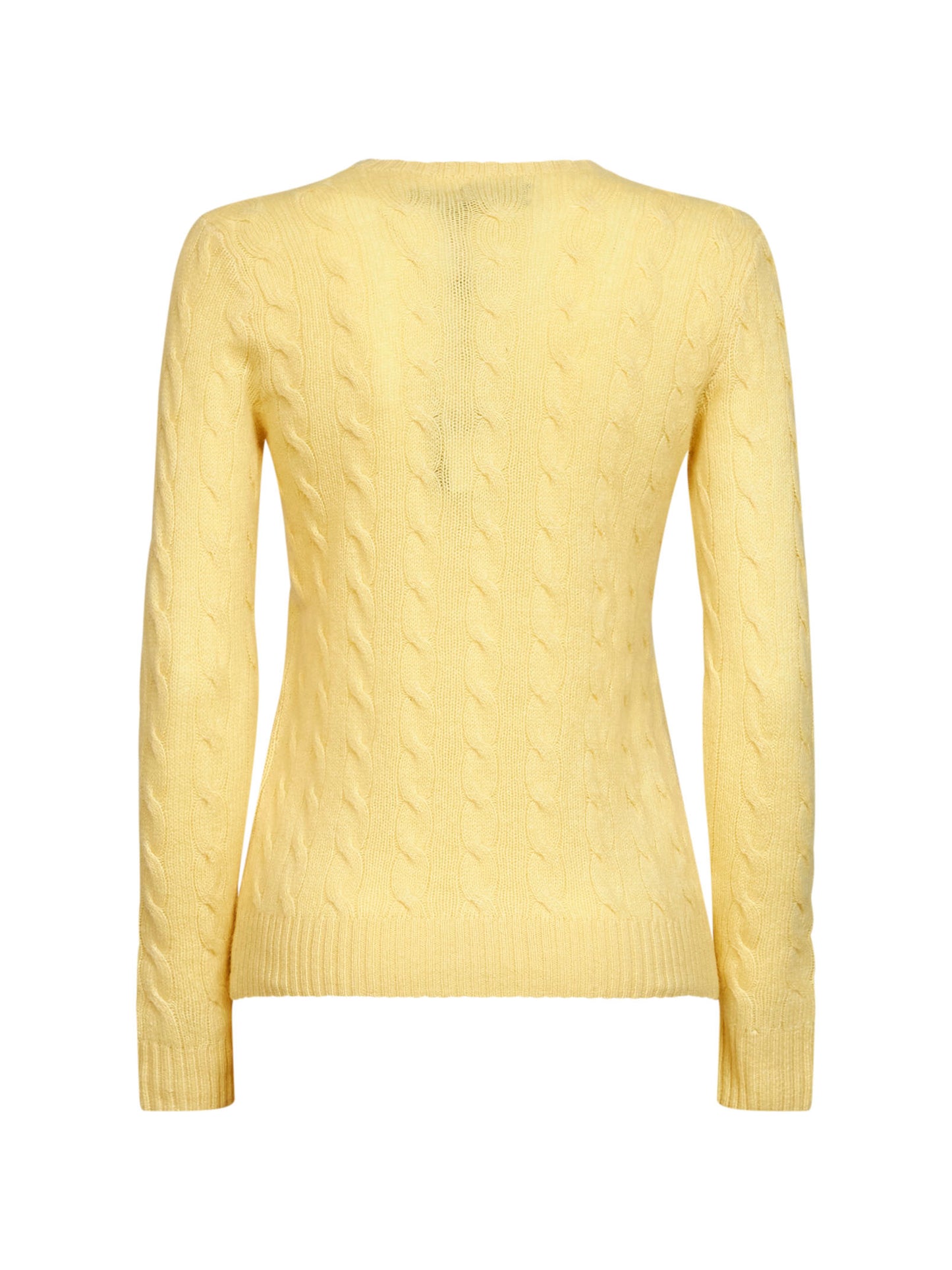 Fall yellow cable-knit wool and cashmere sweater<BR/>