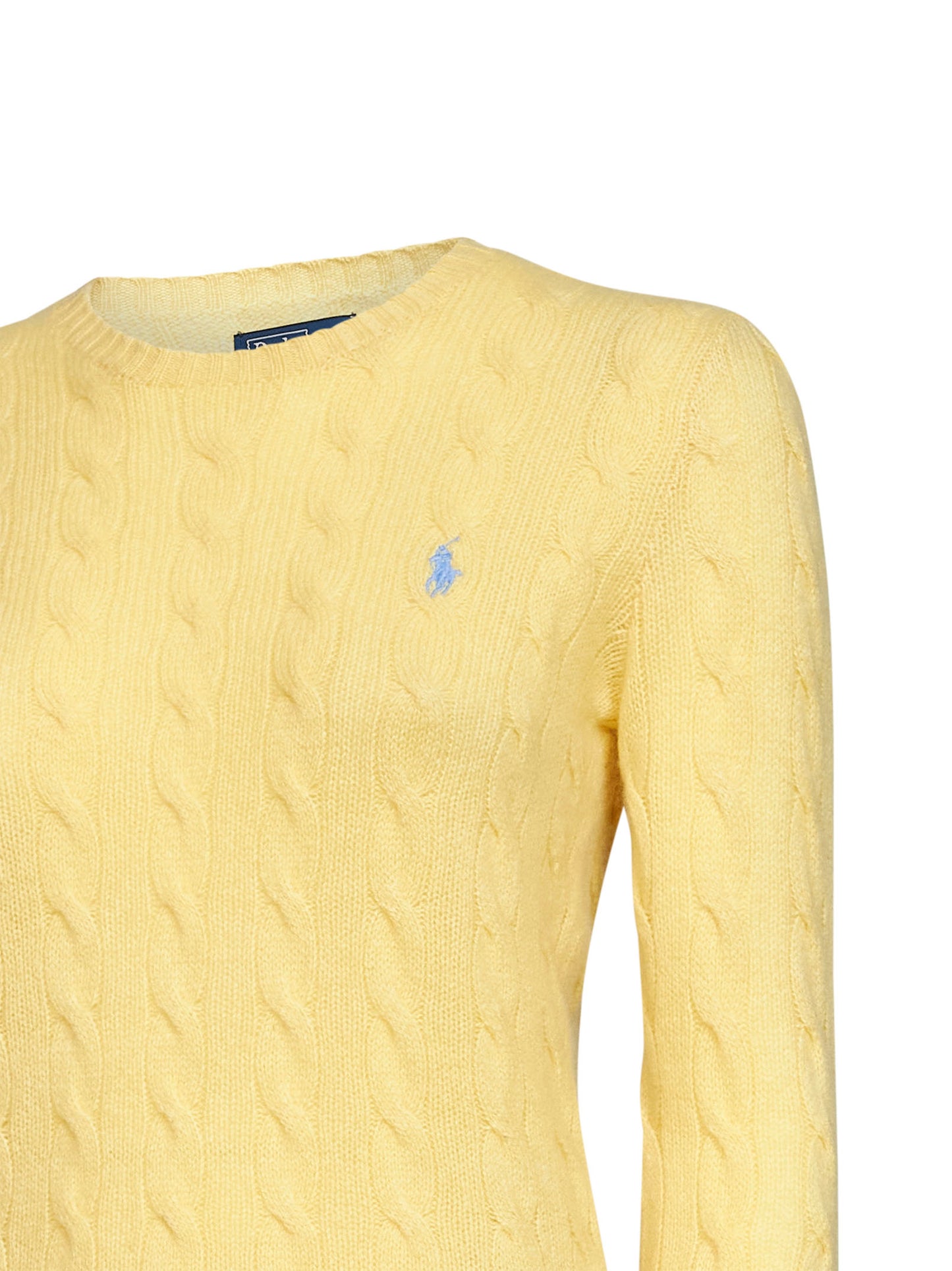 Fall yellow cable-knit wool and cashmere sweater<BR/>