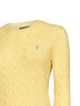 Fall yellow cable-knit wool and cashmere sweater<BR/>