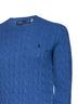 Blue cable-knit wool and cashmere sweater