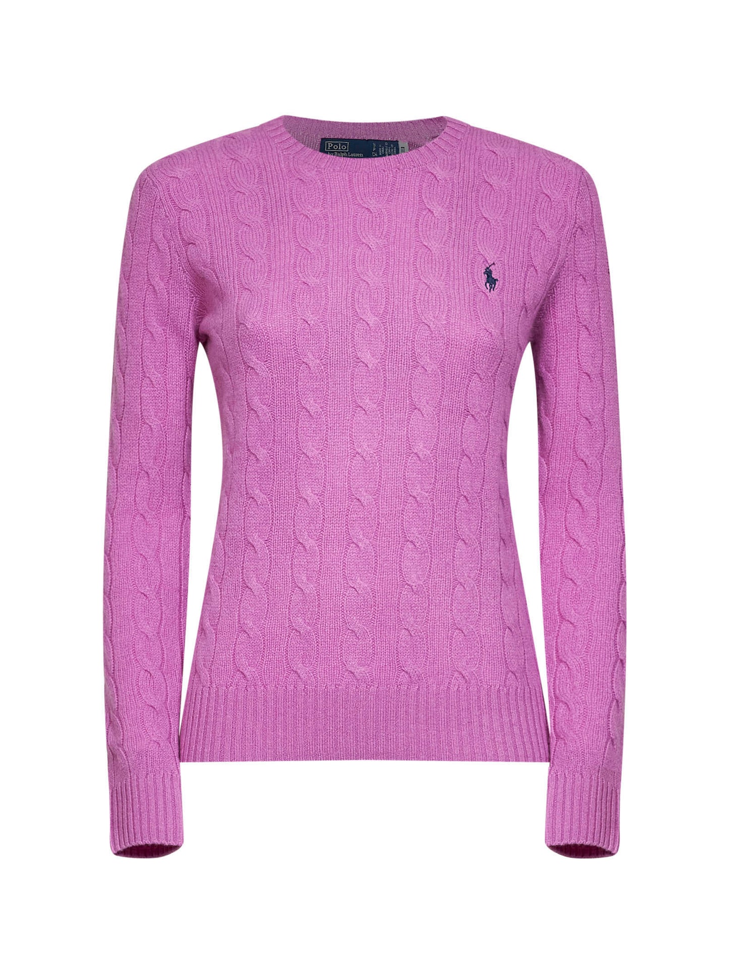 Maglia in lana e cashmere a trecce viola