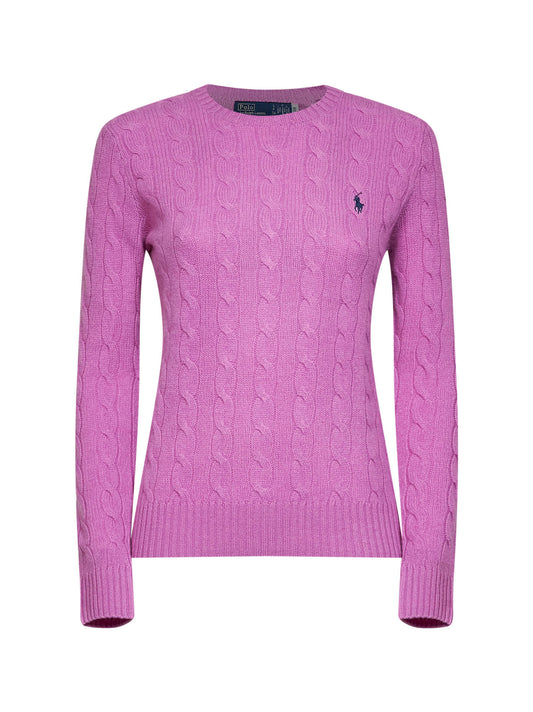 Thistle pink cable-knit wool and cashmere sweater