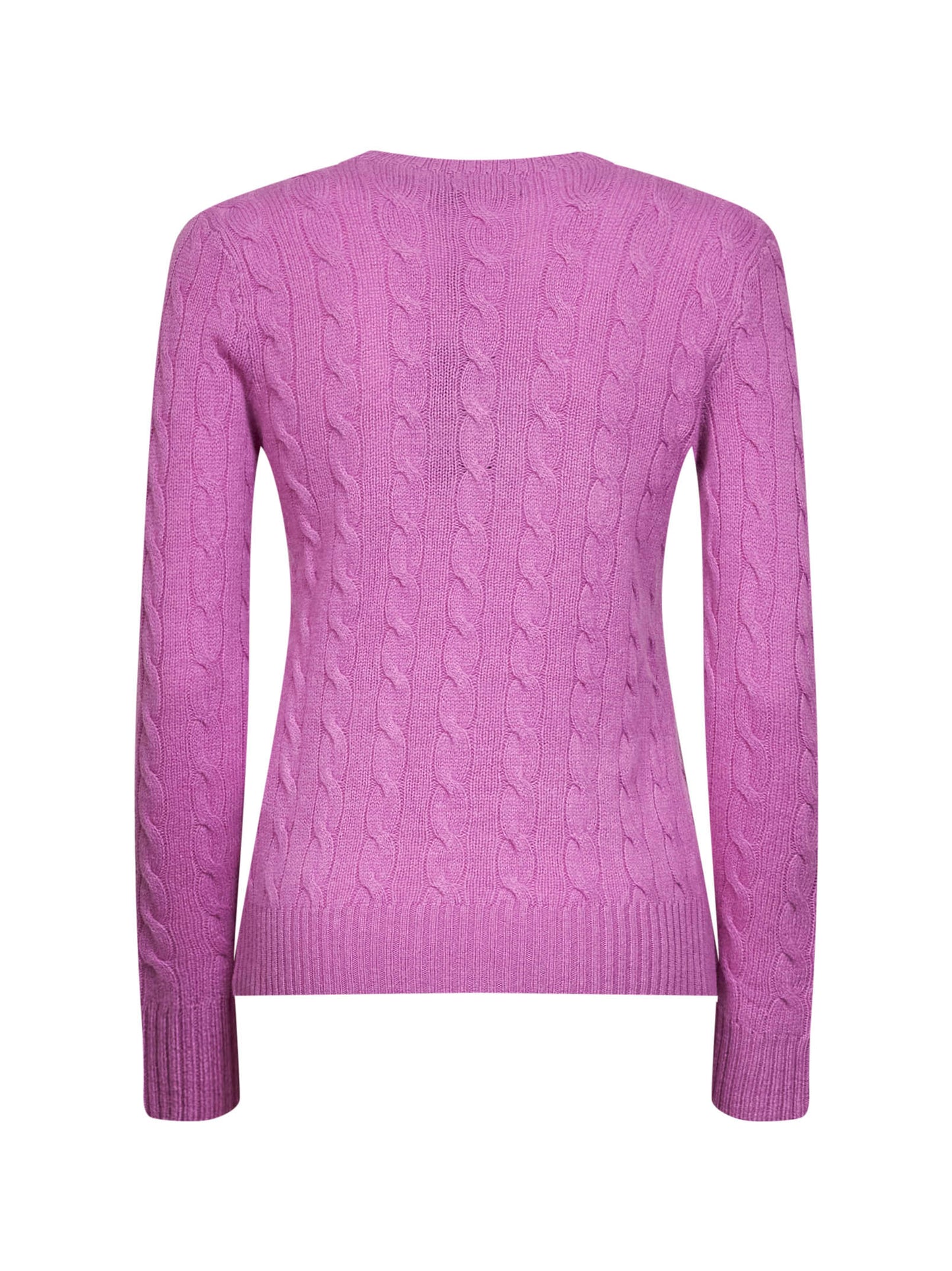 Maglia in lana e cashmere a trecce viola