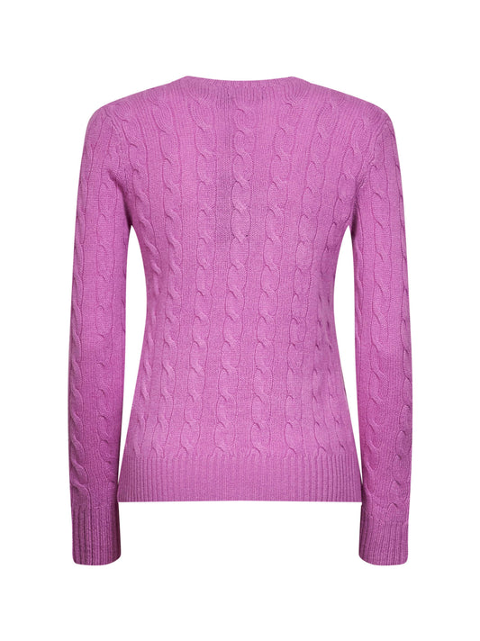 Thistle pink cable-knit wool and cashmere sweater