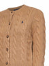 Cardigan a trecce in lana e cashmere cammello