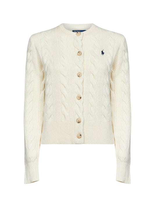 Authentic cream wool and cashmere cable knit cardigan