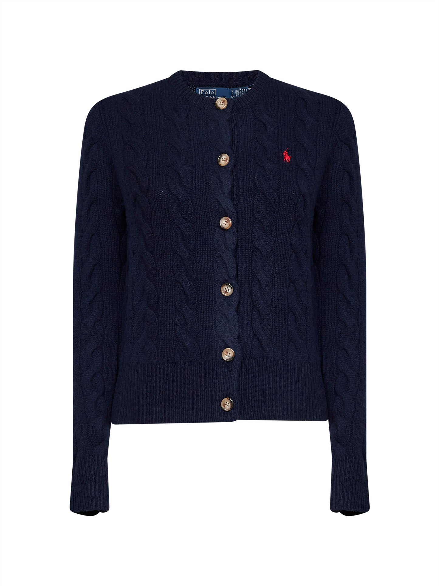 Hunter navy wool and cashmere cable knit cardigan
