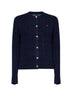 Hunter navy wool and cashmere cable knit cardigan