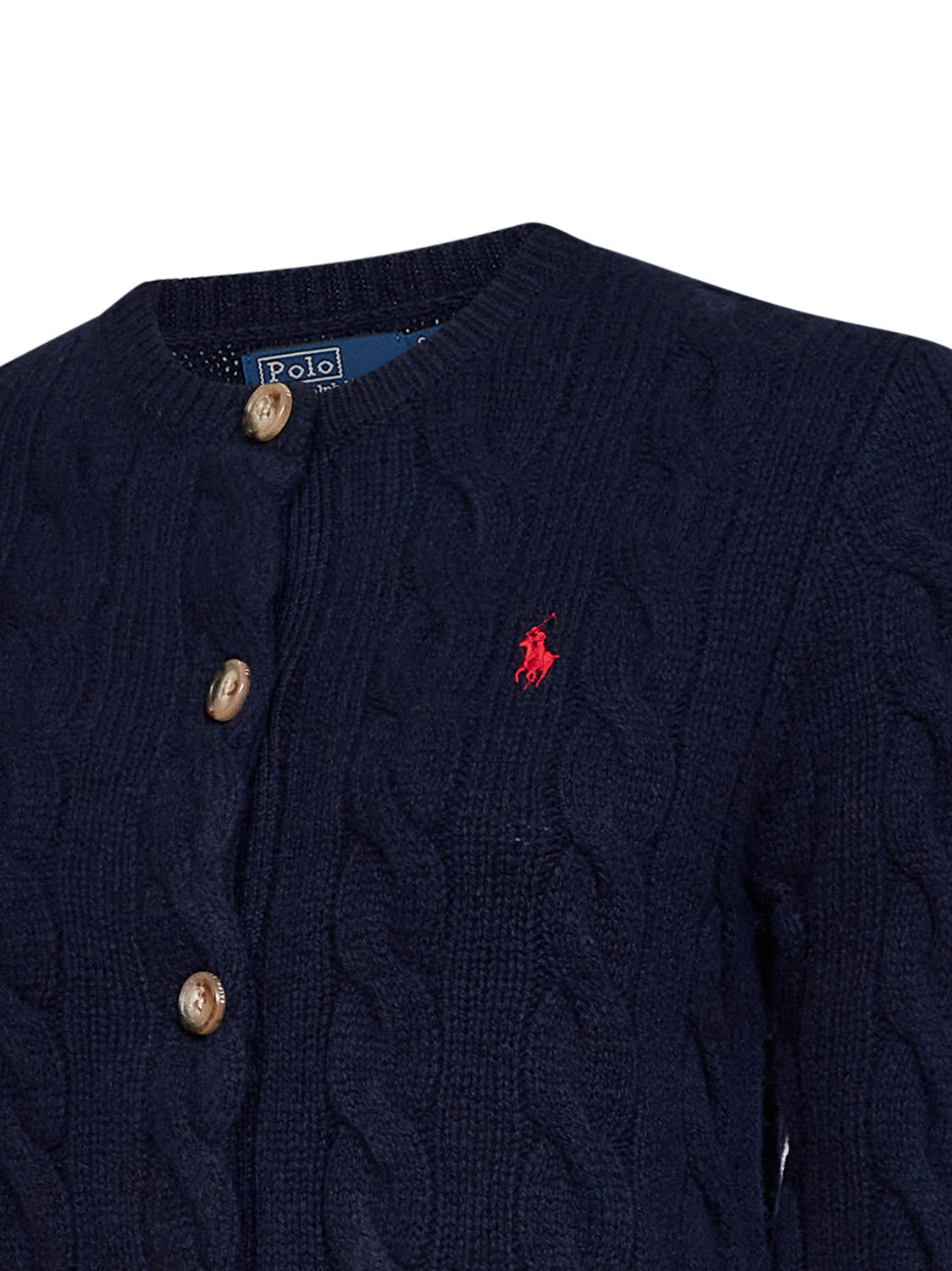 Hunter navy wool and cashmere cable knit cardigan